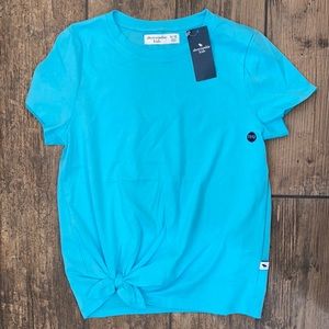 NWT ABERCROMBIE KIDS TURQUOISE SIDE TIE BASIC TEE SIZE 11/12